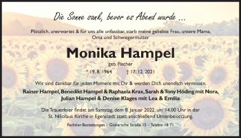 Traueranzeige von Monika Hampel von Hildesheimer Allgemeine Zeitung