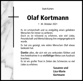 Traueranzeige von Olaf Kortmann von Hildesheimer Allgemeine Zeitung