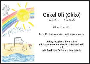 Traueranzeige von Oliver Troska von Hildesheimer Allgemeine Zeitung