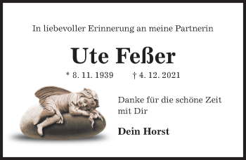 Traueranzeige von Ute Feßer von Hildesheimer Allgemeine Zeitung