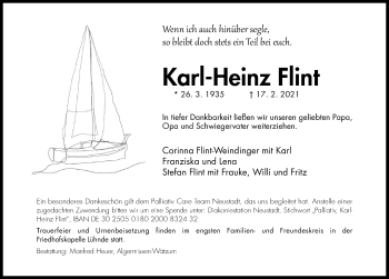 Traueranzeige von Karl-Heinz Flint von Hildesheimer Allgemeine Zeitung