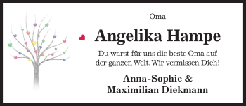 Traueranzeige von Angelika Hampe von Hildesheimer Allgemeine Zeitung