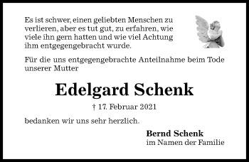 Traueranzeige von Edelgard Schenk von Hildesheimer Allgemeine Zeitung