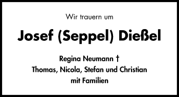 Traueranzeige von Josef Dießel von Hildesheimer Allgemeine Zeitung