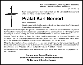 Traueranzeige von Karl Bernert von Hildesheimer Allgemeine Zeitung