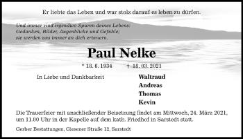Traueranzeige von Paul Nelke von Hildesheimer Allgemeine Zeitung