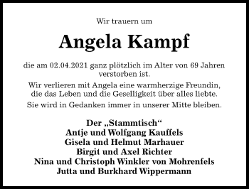 Traueranzeige von Angela Kampf von Hildesheimer Allgemeine Zeitung