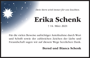 Traueranzeige von Erika Schenk von Hildesheimer Allgemeine Zeitung