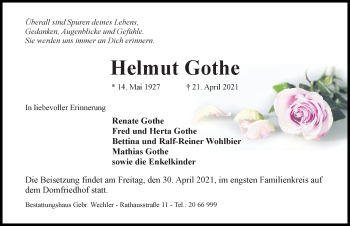 Traueranzeige von Helmut Gothe von Hildesheimer Allgemeine Zeitung