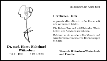 Traueranzeige von Horst-Ekkehard Wittneben von Hildesheimer Allgemeine Zeitung