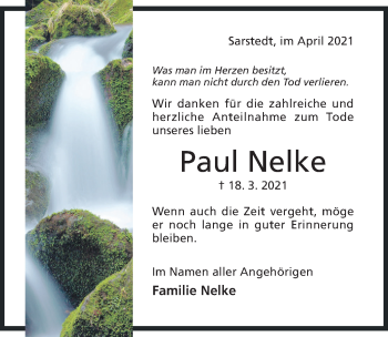 Traueranzeige von Paul Nelke von Hildesheimer Allgemeine Zeitung