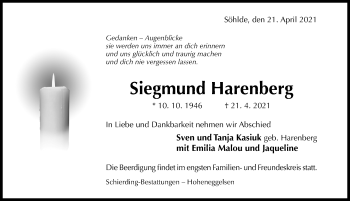 Traueranzeige von Siegmund Harenberg von Hildesheimer Allgemeine Zeitung