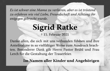 Traueranzeige von Sigrid Ratke von Hildesheimer Allgemeine Zeitung