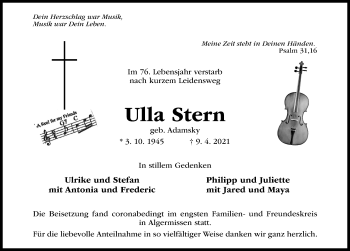 Traueranzeige von Ulla Stern von Hildesheimer Allgemeine Zeitung