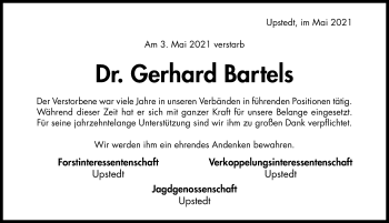 Traueranzeige von Gerhard Bartels von Hildesheimer Allgemeine Zeitung