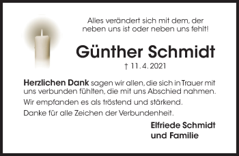 Traueranzeige von Günther Schmidt von Hildesheimer Allgemeine Zeitung