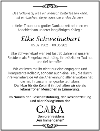 Traueranzeige von Elke Schweinebart von Hildesheimer Allgemeine Zeitung