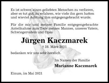 Traueranzeige von Jürgen Kaczmarek von Hildesheimer Allgemeine Zeitung