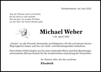 Traueranzeige von Michael Weber von Hildesheimer Allgemeine Zeitung