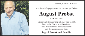 Traueranzeige von August Probst von Hildesheimer Allgemeine Zeitung