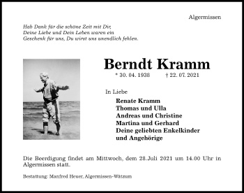 Traueranzeige von Berndt Kramm von Hildesheimer Allgemeine Zeitung