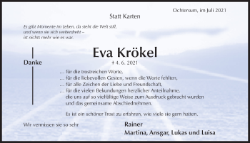 Traueranzeige von Eva Krökel von Hildesheimer Allgemeine Zeitung