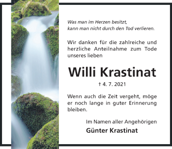 Traueranzeige von Willi Krastinat von Hildesheimer Allgemeine Zeitung