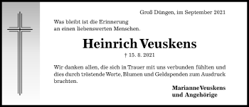 Traueranzeige von Heinrich Veuskens von Hildesheimer Allgemeine Zeitung