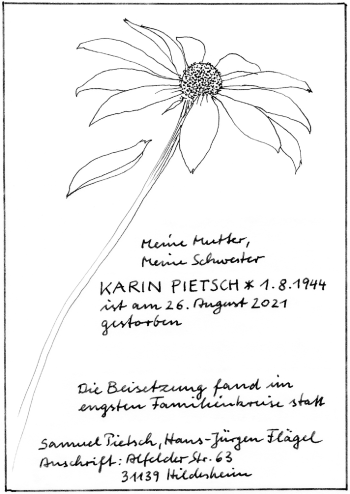 Traueranzeige von Karin Pietsch von Hildesheimer Allgemeine Zeitung