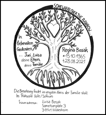Traueranzeige von Regina Bosak von Hildesheimer Allgemeine Zeitung