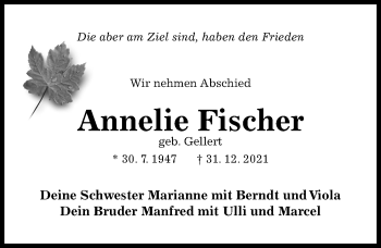 Traueranzeige von Annelie Fischer von Hildesheimer Allgemeine Zeitung