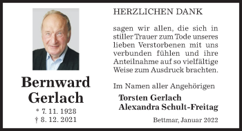 Traueranzeige von Bernward Gerlach von Hildesheimer Allgemeine Zeitung