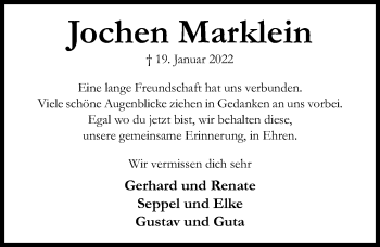 Traueranzeige von Hans-Joachim Marklein von Hildesheimer Allgemeine Zeitung