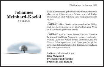 Traueranzeige von Johannes Meinhard-Koziol von Hildesheimer Allgemeine Zeitung
