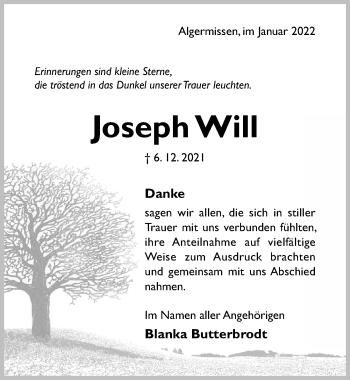 Traueranzeige von Joseph Will von Hildesheimer Allgemeine Zeitung