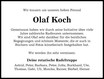 Traueranzeige von Olaf Koch von Hildesheimer Allgemeine Zeitung