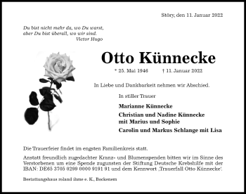 Traueranzeige von Otto Künnecke von Hildesheimer Allgemeine Zeitung