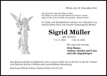 Traueranzeige von Sigrid Müller von Hildesheimer Allgemeine Zeitung