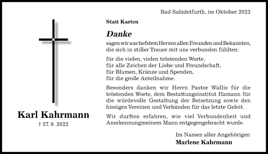 Traueranzeige von Karl Kahrmann von Hildesheimer Allgemeine Zeitung