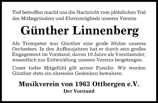 Traueranzeige von Günther Linnenberg von Hildesheimer Allgemeine Zeitung