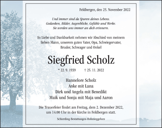 Traueranzeige von Siegfried Scholz von Hildesheimer Allgemeine Zeitung