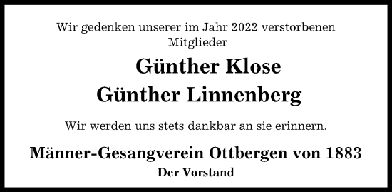 Traueranzeige von Günther Linnenberg von Hildesheimer Allgemeine Zeitung