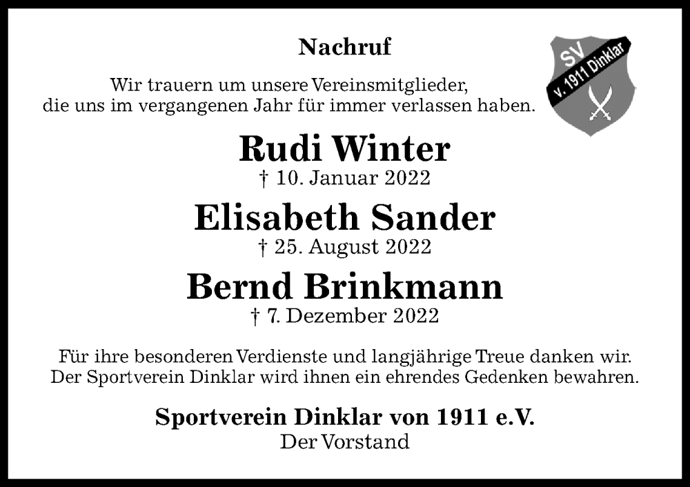  Traueranzeige für Rudi Winter vom 30.12.2022 aus Hildesheimer Allgemeine Zeitung