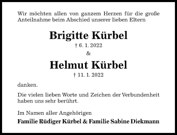 Traueranzeige von Brigitte Kürbel von Hildesheimer Allgemeine Zeitung