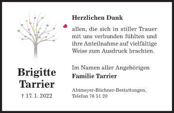 Traueranzeige von Brigitte Tarrier von Hildesheimer Allgemeine Zeitung