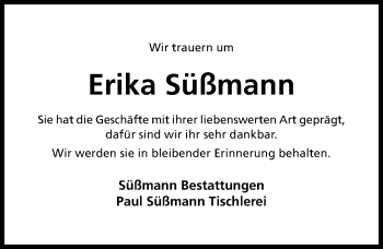 Traueranzeige von Erika Süßmann von Hildesheimer Allgemeine Zeitung