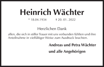 Traueranzeige von Heinrich Wächter von Hildesheimer Allgemeine Zeitung