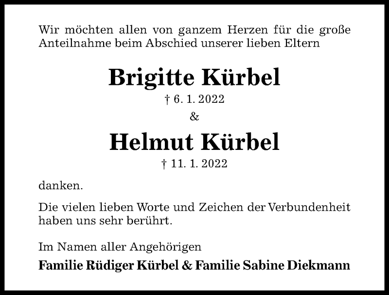  Traueranzeige für Helmut Kürbel vom 02.02.2022 aus Hildesheimer Allgemeine Zeitung