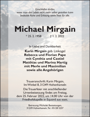 Traueranzeige von Michael Mirgain von Hildesheimer Allgemeine Zeitung