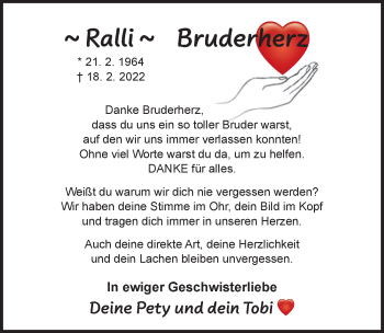 Traueranzeige von Ralli  von Hildesheimer Allgemeine Zeitung